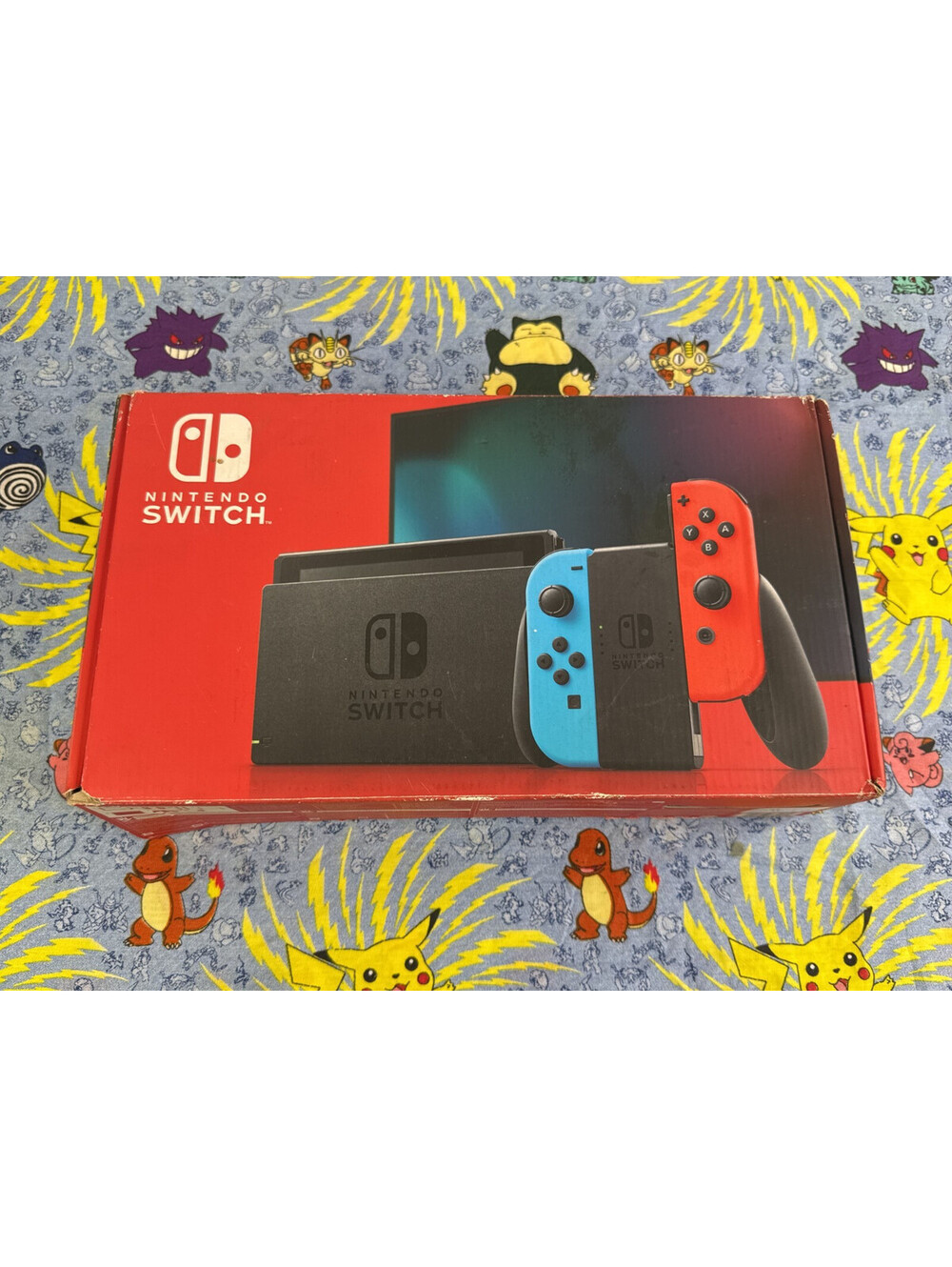 Nintendo Switch HAC-001 Console Neon Blue/Red Joy-Con, Complete Set In Box